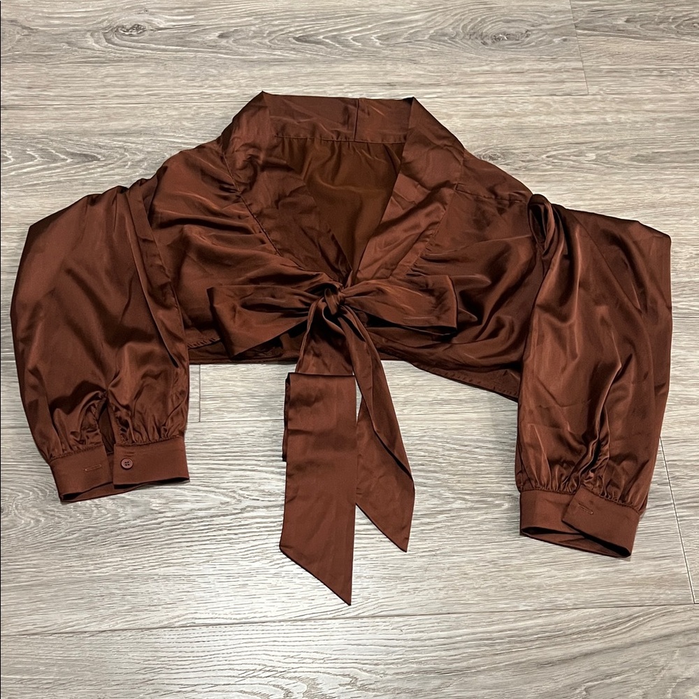 Cider Chocolate Brown Bow Blouse